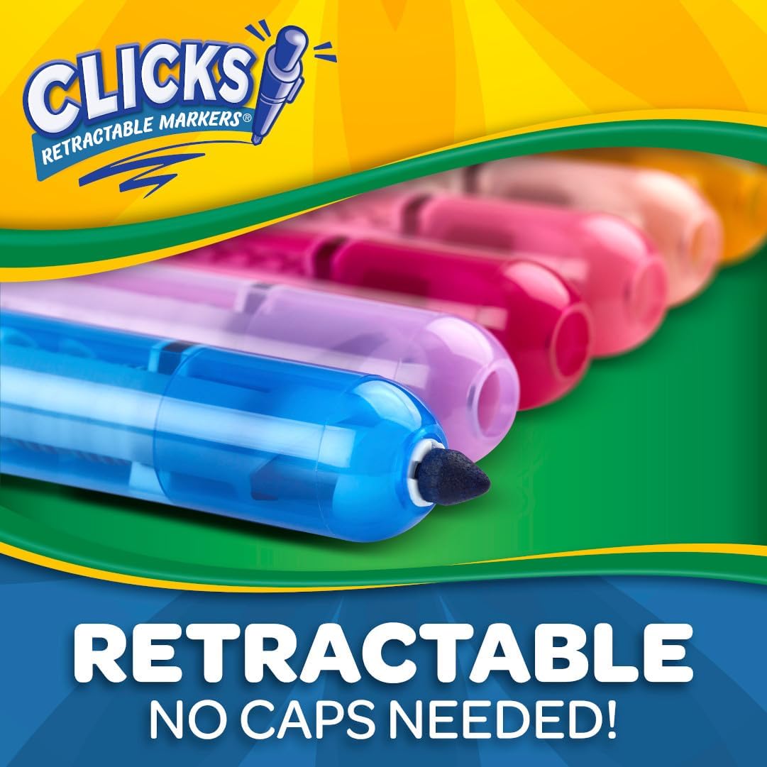 Crayola Clicks Retractable Markers (10ct) – Washable Art Markers for Kids, Ages 3+