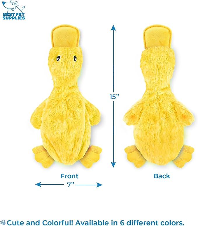 Here's a shorter version:  **Best Pet Supplies Crinkle Dog Toy – Plush No-Stuffing Duck with Squeaker, For All Breeds**