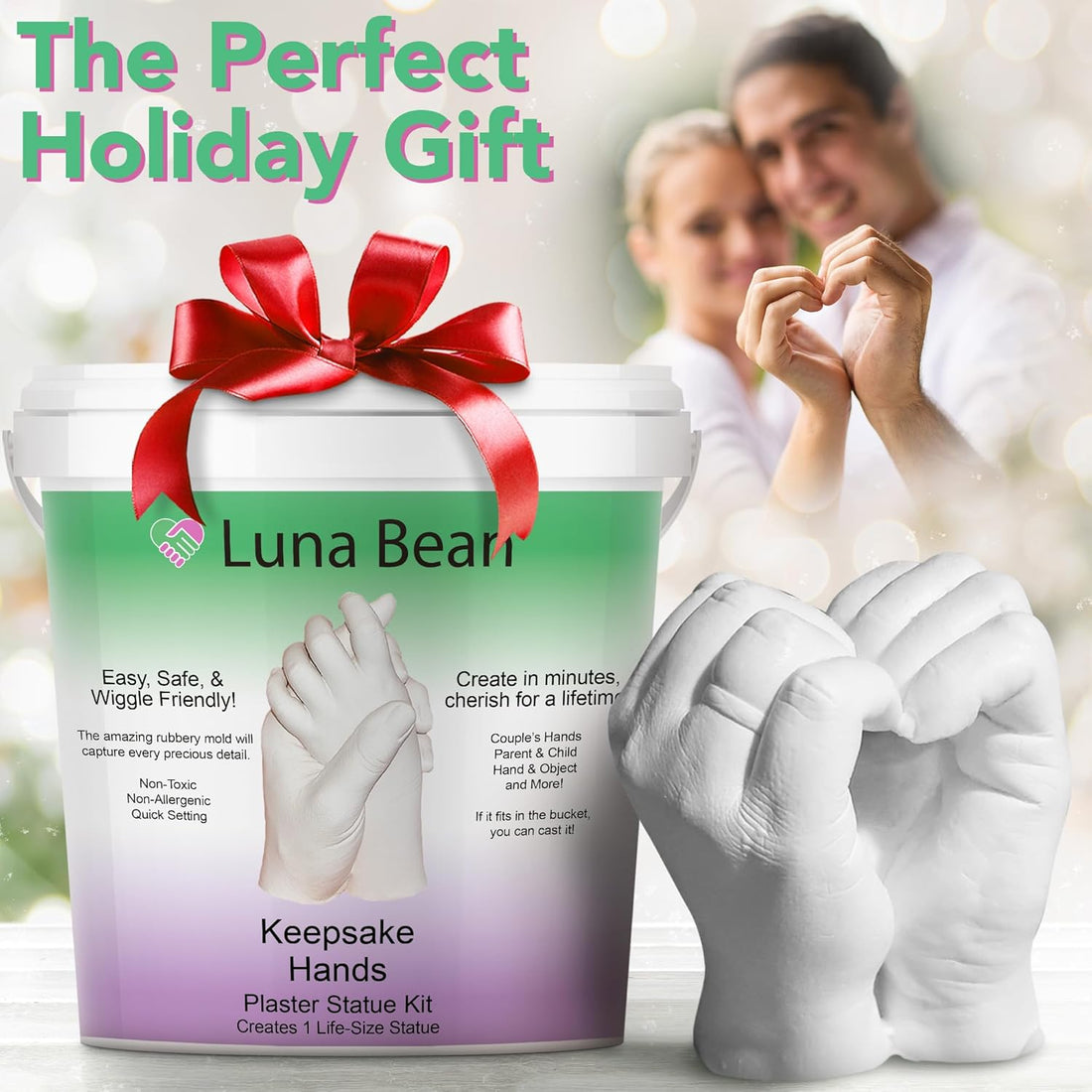 Luna Bean Hand Casting Kit – Couples, Anniversary, & Holiday Gift, Molding Kit for Men & Women