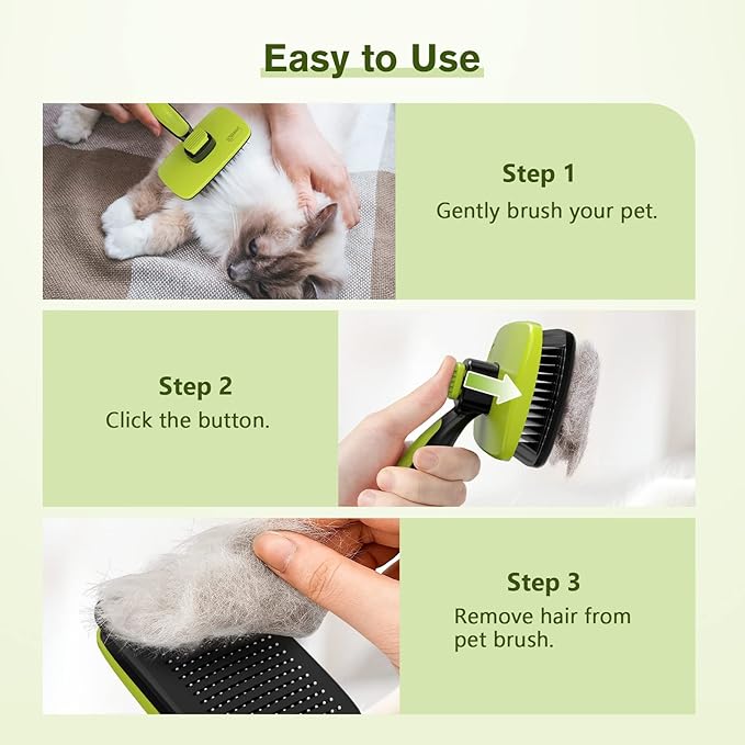 Pecute Self-Cleaning Slicker Brush – For Dogs, Cats & Rabbits, Removes Loose Fur & Undercoat