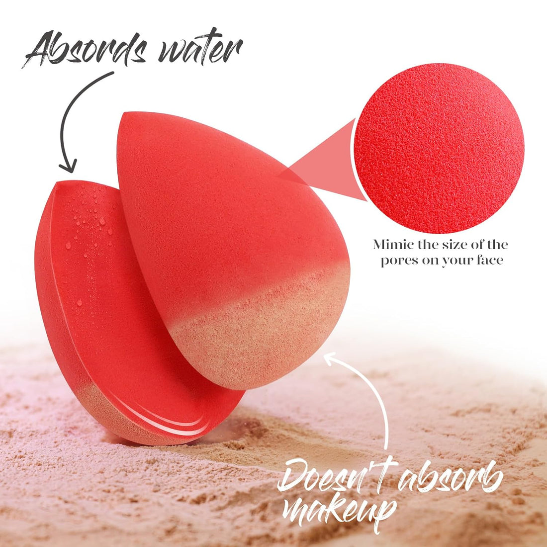 BEAKEY 5-Pack Makeup Sponges – Latex-Free Blending Sponge for Foundation, Liquid & Powder, Gift for Women