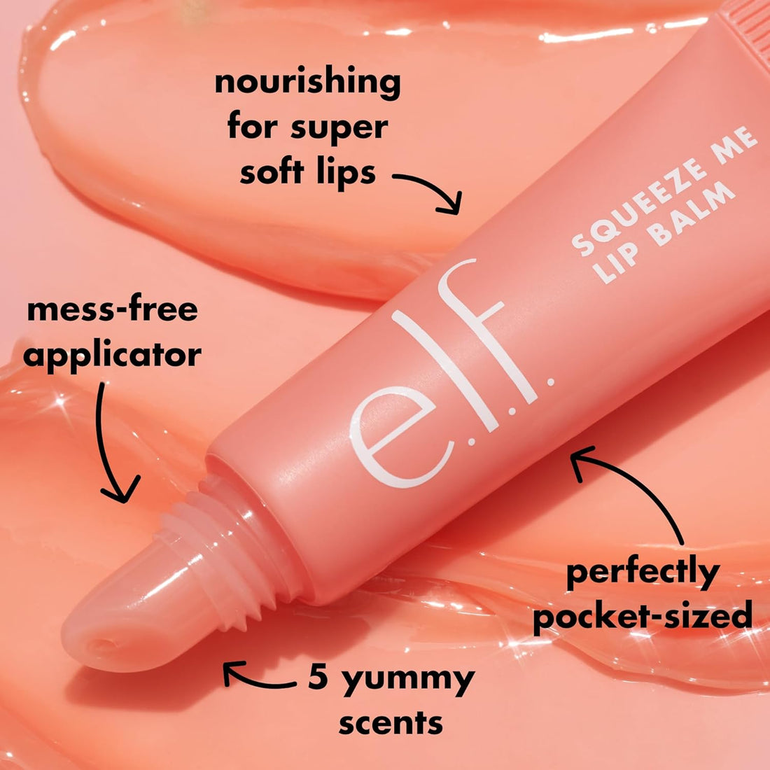 e.l.f. Squeeze Me Lip Balm – Moisturizing Sheer Tint, Hyaluronic Acid, Strawberry