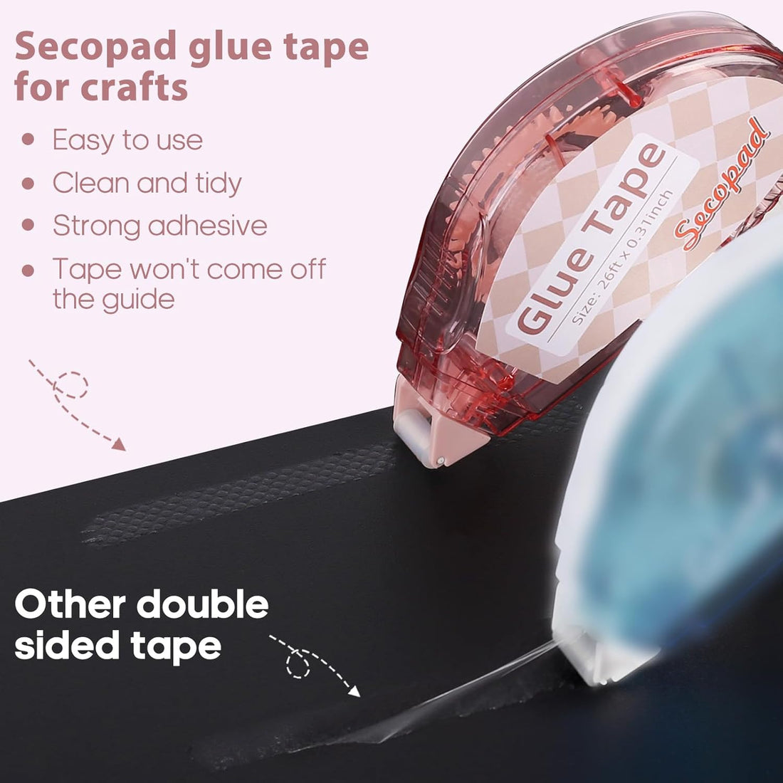 Scrapbook Tape – 4 Pack Double-Sided Adhesive Roller, 0.3in x 26ft, For Crafts & Scrapbooking