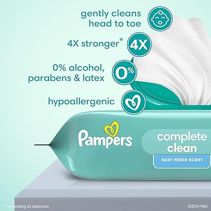 Pampers Baby Wipes – Fresh Scented, 72 Wipes, Flip-Top Pack