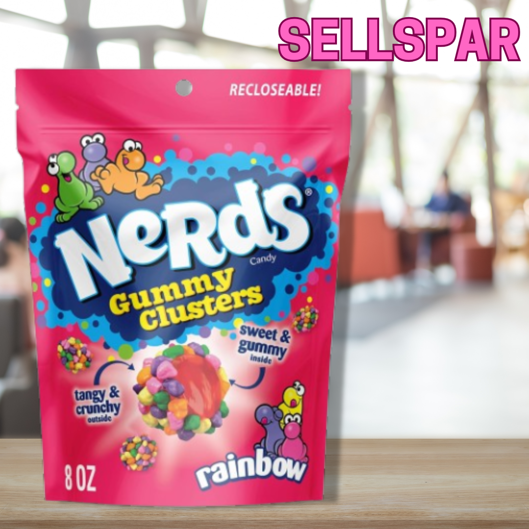 NERDS Gummy Clusters, Candy, Rainbow, Crunchy and Gummy, 8 oz