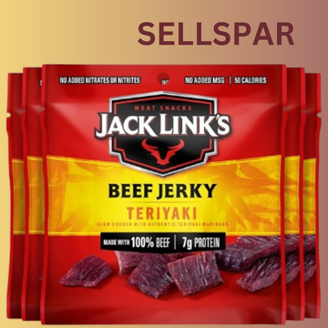 Jack Link's Teriyaki Beef Jerky – 5-Pack, 7g Protein, 100% Beef, Great for Lunches & Gifts